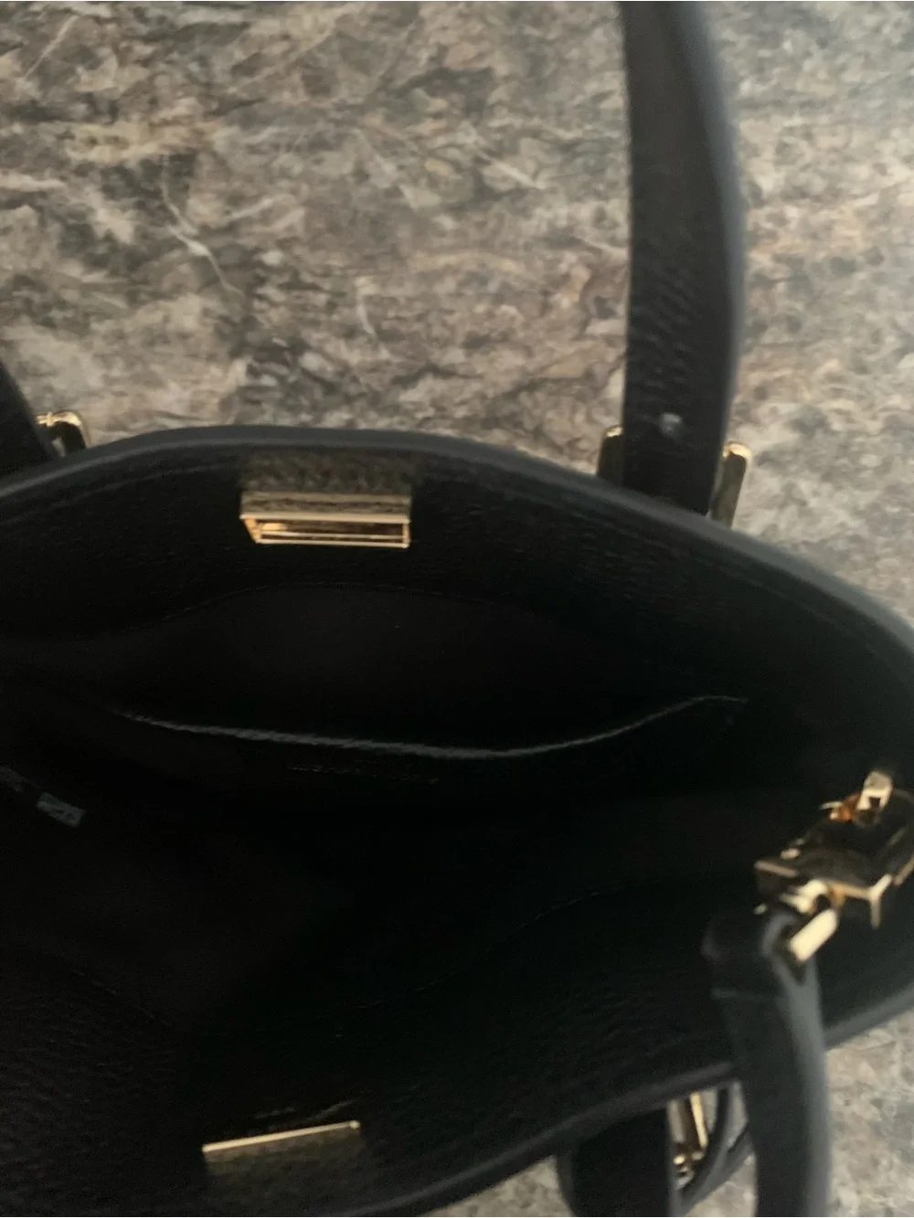 Michael Kors Quinn Mini Pebbled Leather Crossbody Tote Bag Black Purse